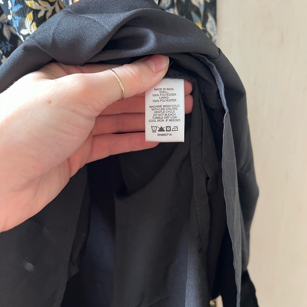 Lucky Brand Black and Brown Floral Long Sleeve Dress - Picture 5 of 6